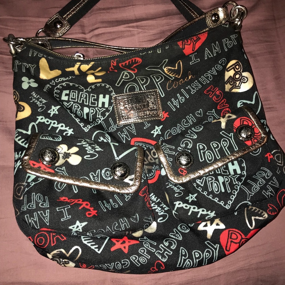 Coach Poppy Multicolor Black Swing bag